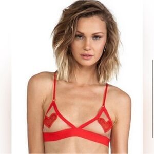 FOR LOVE & LEMONS Mesh Heart Bralette Size Small EUC
